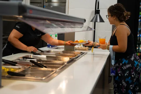 Staff serving food